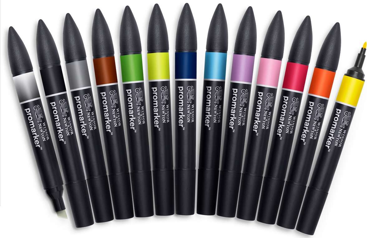 Winsor Newton - Promarker Tusser - Sæt 1 - 12 Farver
