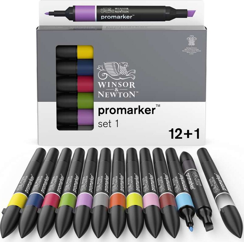Winsor Newton - Promarker Tusser - Sæt 1 - 12 Farver