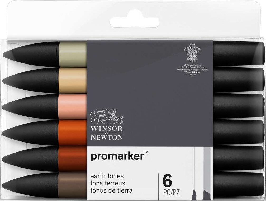 Winsor Newton - Promarker Tusser - Jord Toner - 6 Farver
