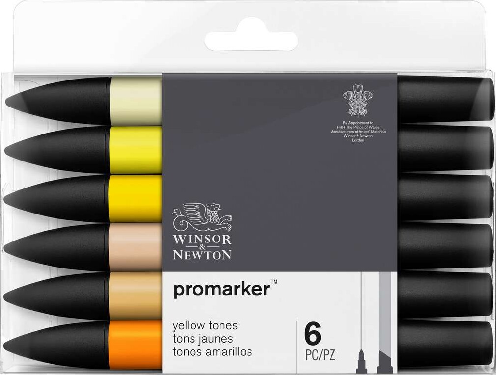 Winsor Newton - Promarker Tusser - Gule Toner - 6 Farver