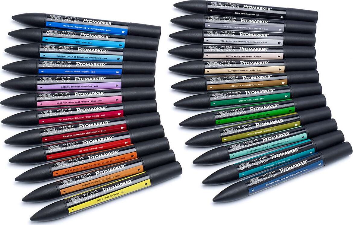 Winsor Newton - Promarker Tusser I Etui - 24 Farver