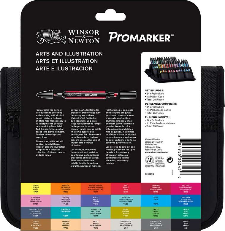 Winsor Newton - Promarker Tusser I Etui - 24 Farver