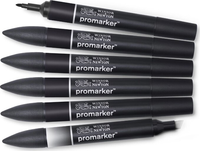 Winsor Newton - Promarker Tusser - Sort Blender - 6 Stk