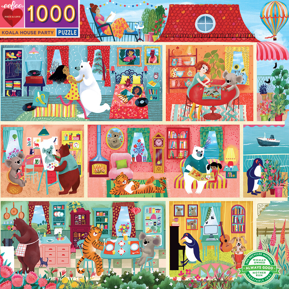 Eeboo Puslespil - Koala House Party - 1000 Brikker