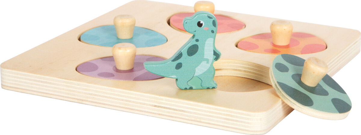 2-I-1 Knoppuslespil Og Huskespil I Træ - Dinosaurer - Small Foot