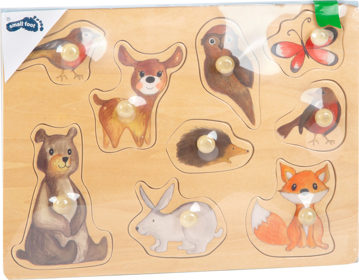 Knoppuslespil I Træ - Skovdyr - 9 Brikker - Small Foot