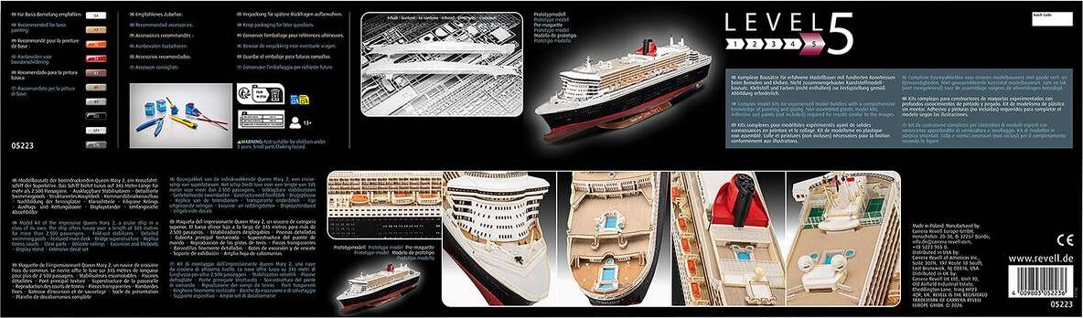 Revell 05223 - Queen Mary 2 Byggesæt - Build And Paint - 1 400