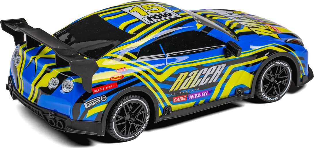 Tec-Toy - Racer Rc Bil Med Lys - 1 18 - 2 4 Ghz - 20 Kmt - Blå Gul