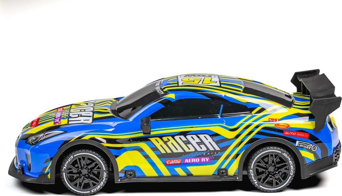 Tec-Toy - Racer Rc Bil Med Lys - 1 18 - 2 4 Ghz - 20 Kmt - Blå Gul