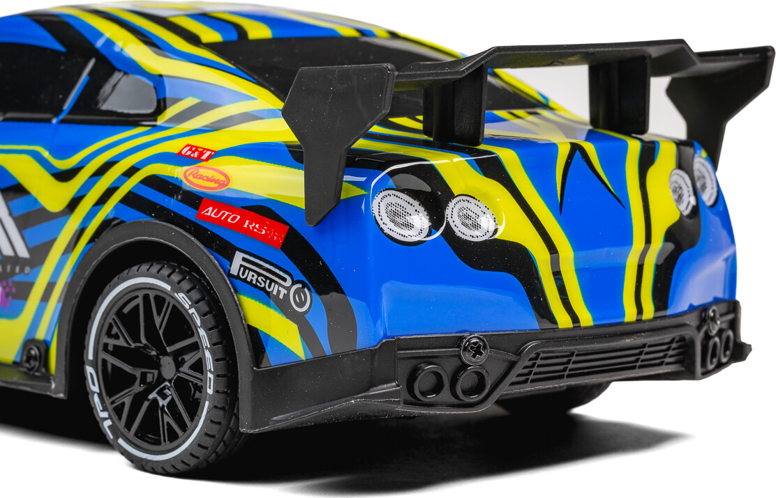 Tec-Toy - Racer Rc Bil Med Lys - 1 18 - 2 4 Ghz - 20 Kmt - Blå Gul