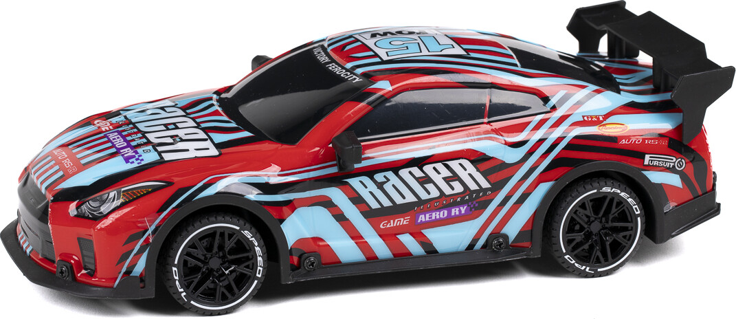 Tec-Toy - Racer Rc Bil Med Lys - 1 18 - 2 4 Ghz - Rød Blå