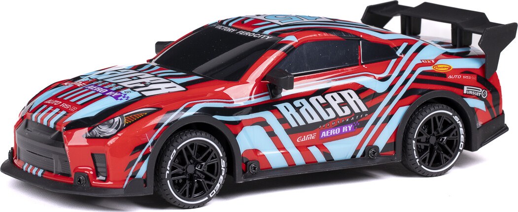 Tec-Toy - Racer Rc Bil Med Lys - 1 18 - 2 4 Ghz - Rød Blå