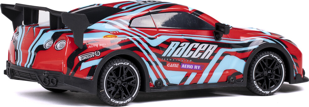 Tec-Toy - Racer Rc Bil Med Lys - 1 18 - 2 4 Ghz - Rød Blå