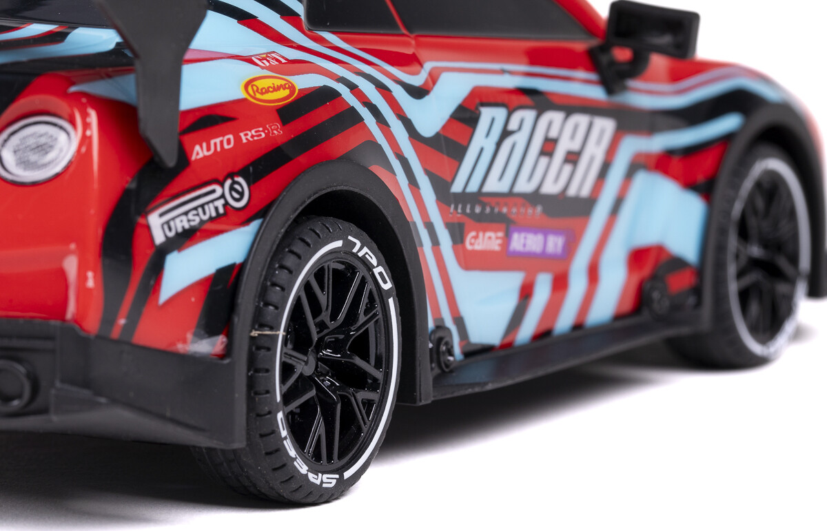 Tec-Toy - Racer Rc Bil Med Lys - 1 18 - 2 4 Ghz - Rød Blå