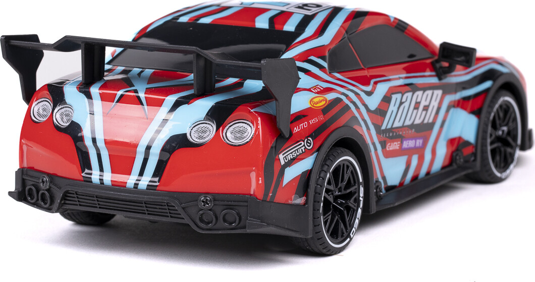 Tec-Toy - Racer Rc Bil Med Lys - 1 18 - 2 4 Ghz - Rød Blå