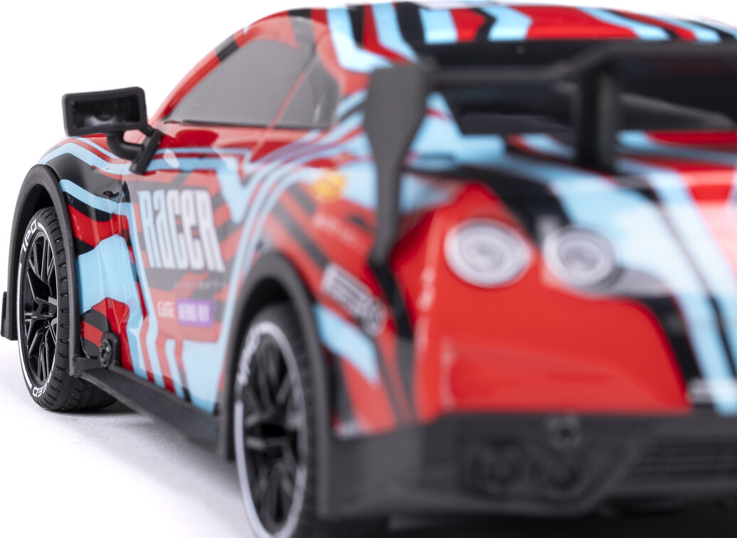 Tec-Toy - Racer Rc Bil Med Lys - 1 18 - 2 4 Ghz - Rød Blå