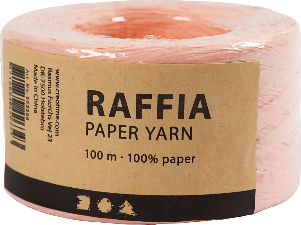 Raffia Papirgarn - B 7-8 Mm - Lys Rosa - 100 M