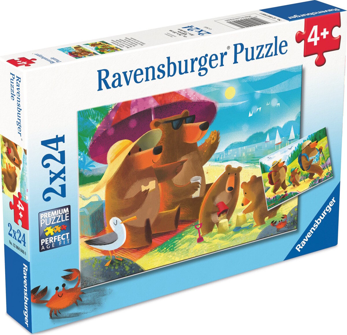 Ravensburger Puslespil - 2X24 Brikker - Bjørnefamilie På Ferie