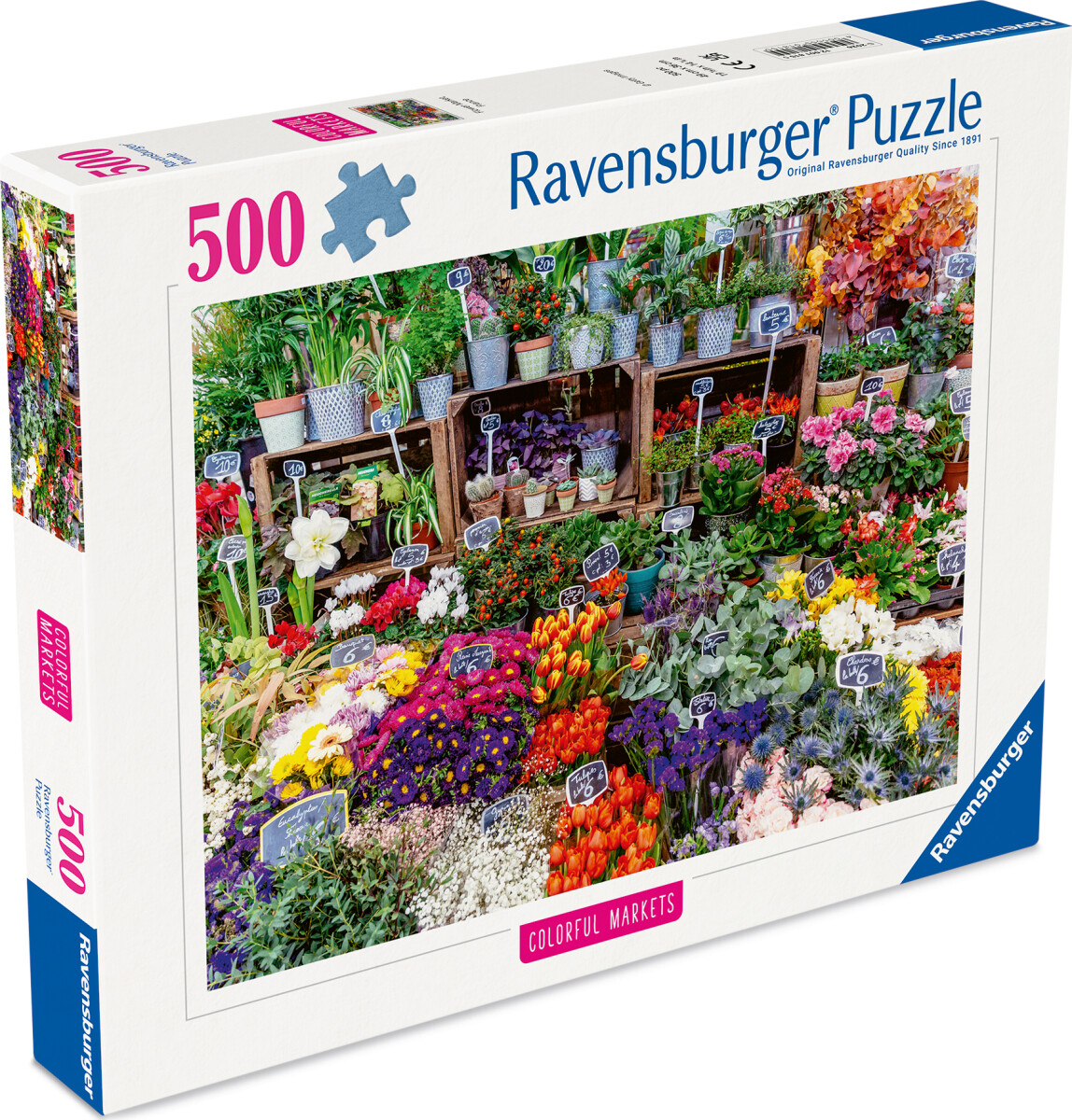 Ravensburger - Flower Market France - 500 Brikker - Colorful Markets