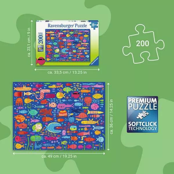 Ravensburger - Funny Fish Friends Puslespil - 200 Xxl Brikker