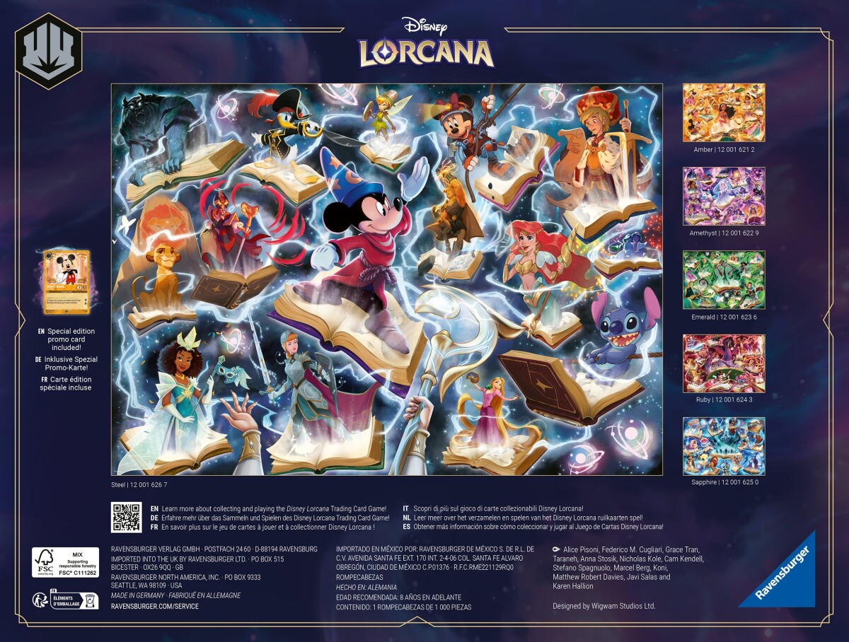 Ravensburger Puslespil - 1000 Brikker - Disney Lorcana - Steel