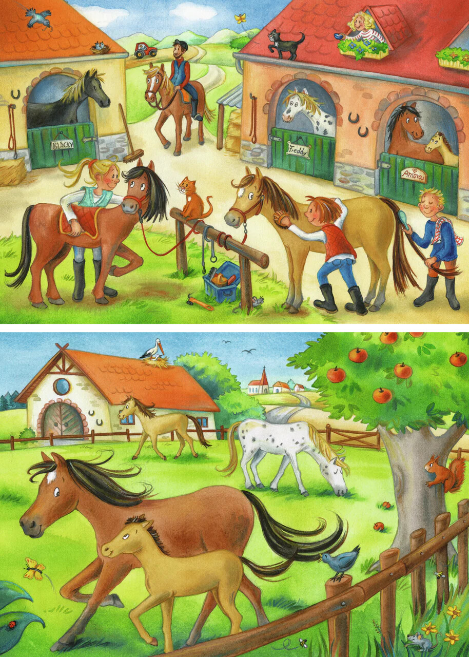 Ravensburger Puslespil - Glade Dage I Stalden - 2X12 Brikker