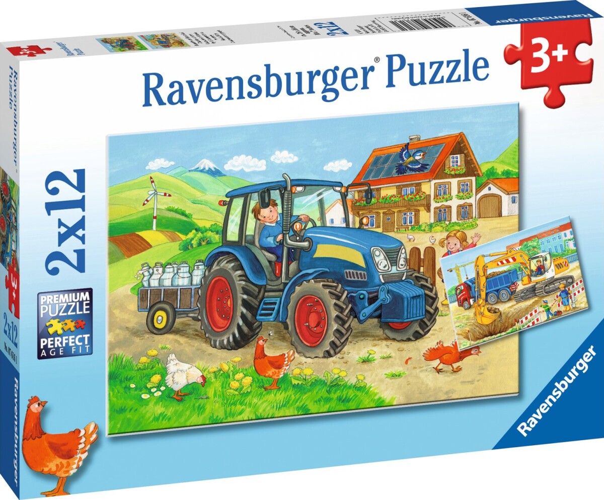 Ravensburger Puslespil - Maskiner På Landet - 2X12 Brikker