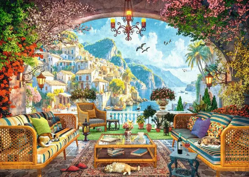 Ravensburger - Mediterranean Terrace View Puzzle - 1000 Brikker