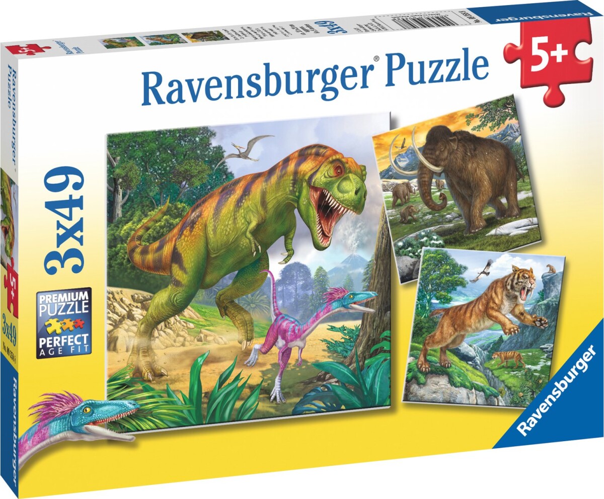 Ravensburger Puslespil - Urtidens Herskere - 3X49 Brikker