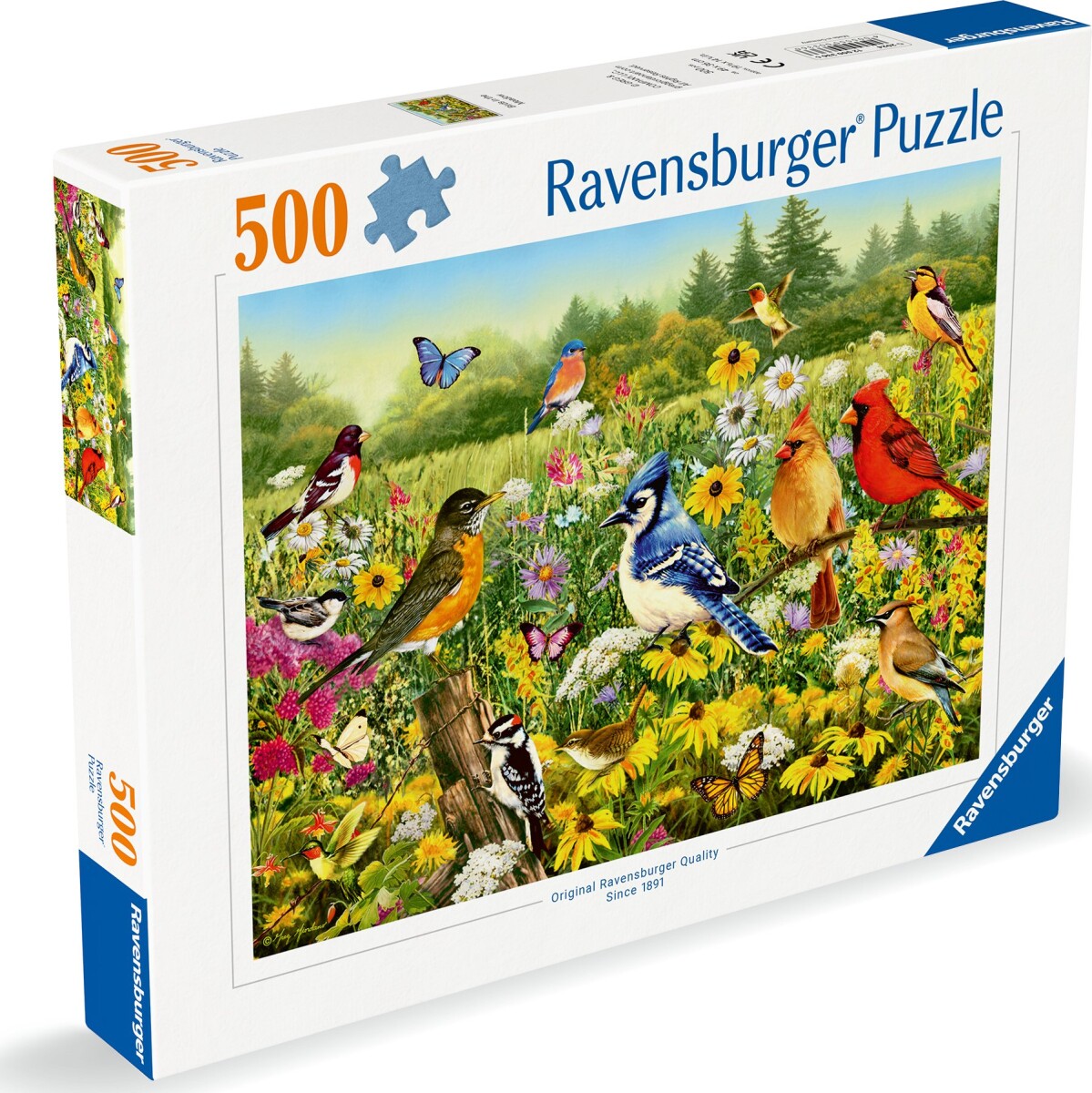 Ravensburger Puslespil - 500 Brikker - Fugle I Engen