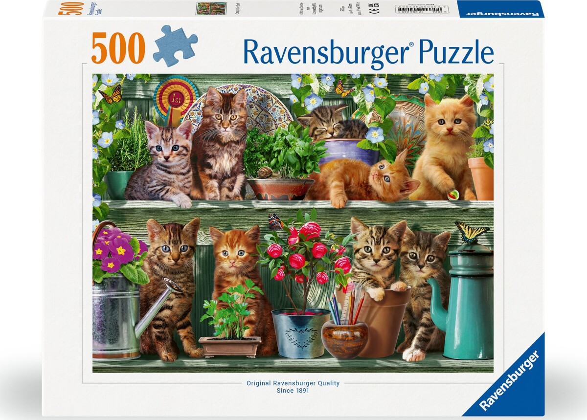 Ravensburger Puslespil - Cats On The Shelf - 500 Brikker