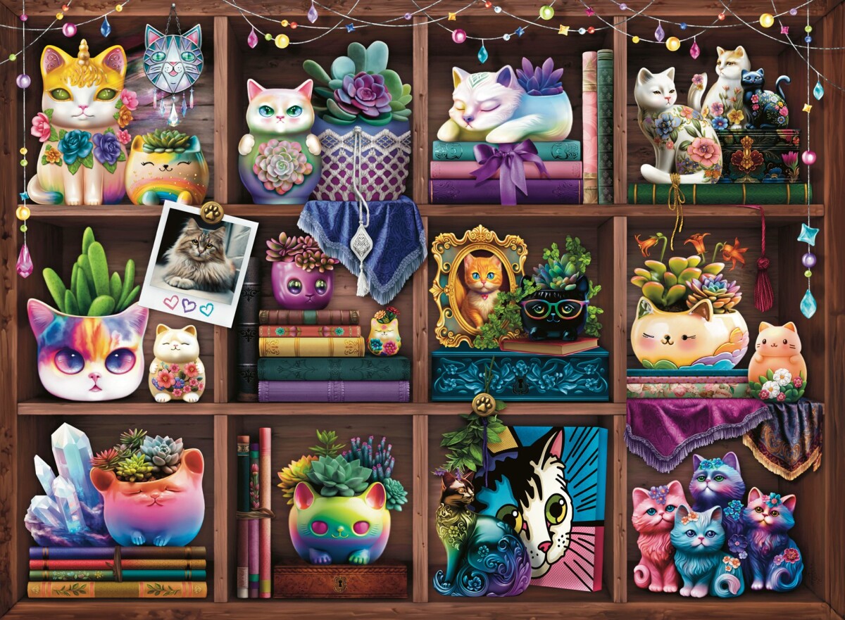 Ravensburger Puslespil - 500 Brikker - Katte Og Sukkulenter