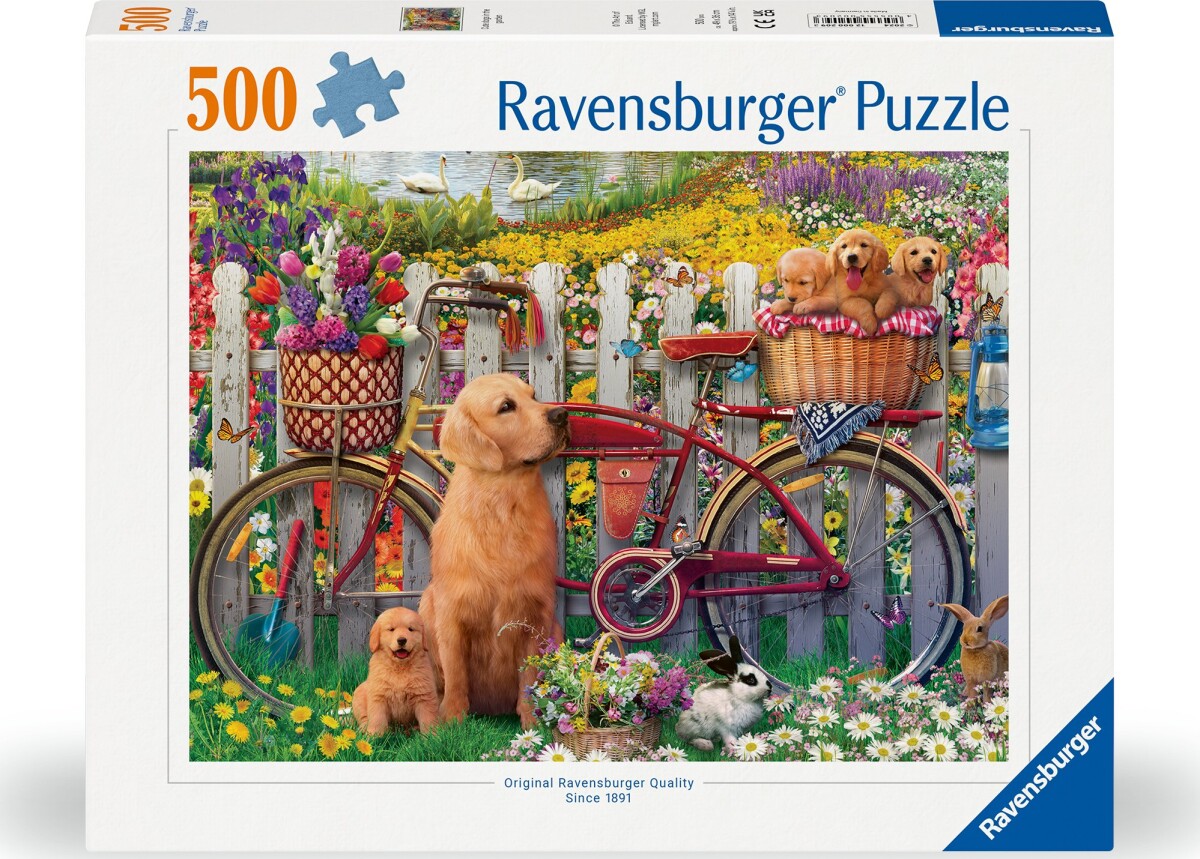 Ravensburger Puslespil - 500 Brikker - Søde Hunde I Haven