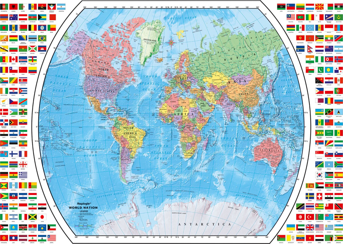 Ravensburger Puslespil - Political World Map - 1000 Brikker