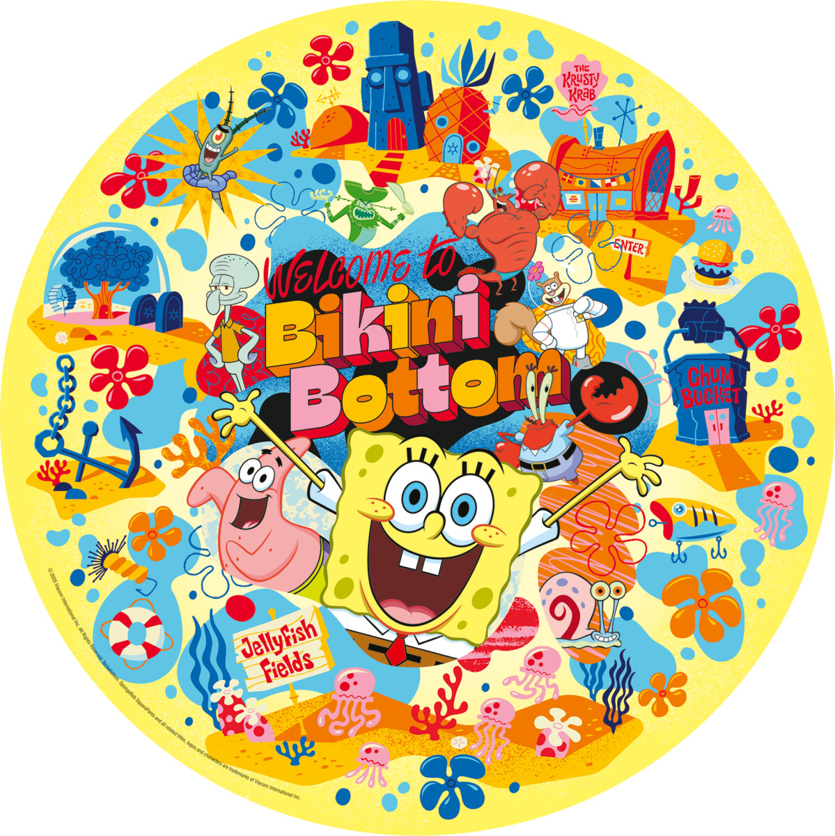 Ravensburger - Rundt Puslespil - 500 Brikker - Svampebob Firkant
