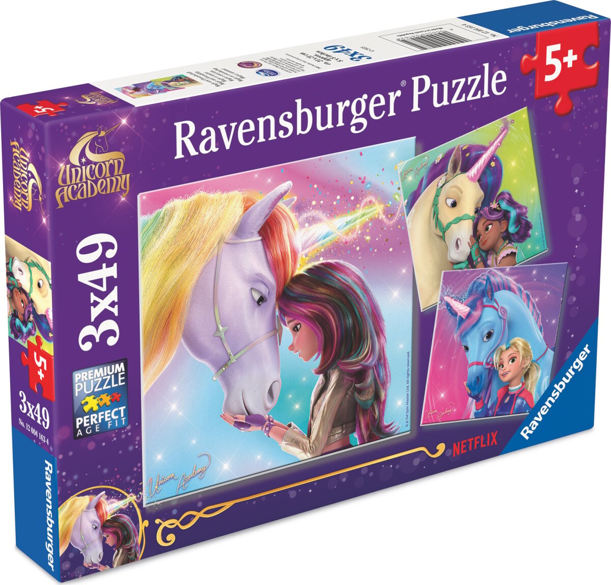 Ravensburger Puslespil - 3X49 Brikker - Enhjørning Akademi