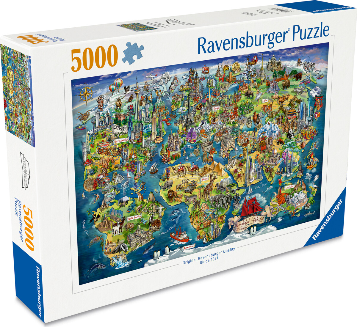 Ravensburger - World Map - Verdenskort Puslespil - 5000 Brikker
