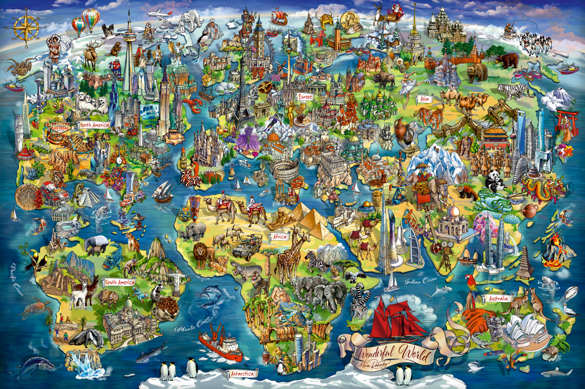 Ravensburger - World Map - Verdenskort Puslespil - 5000 Brikker