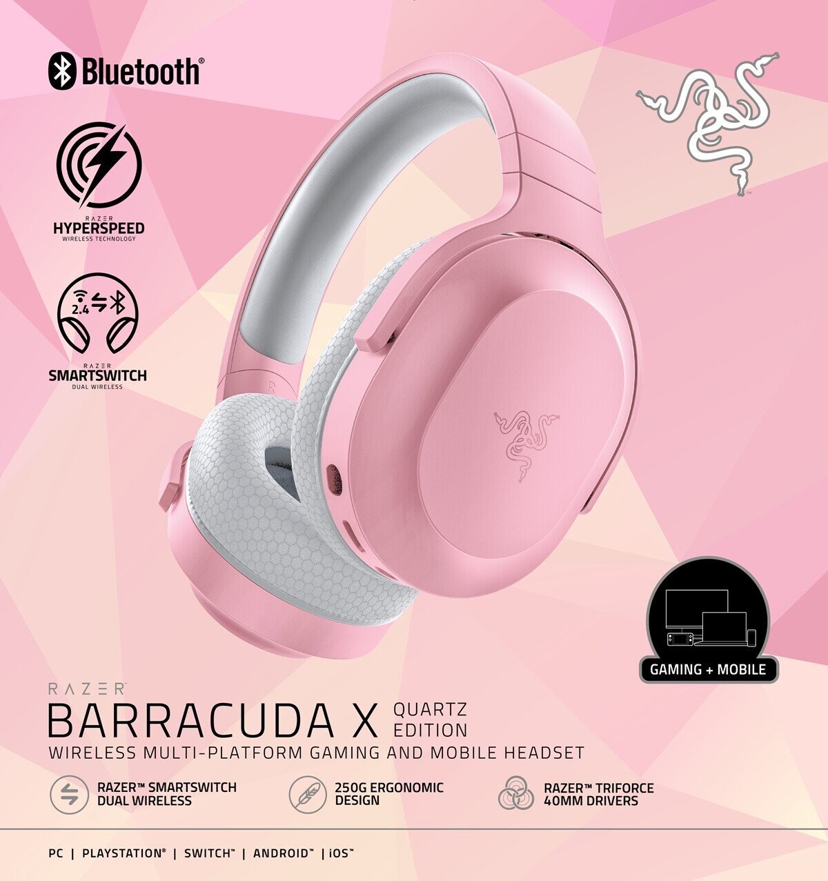 Razer - Barracuda X Wireless Gaming Høretelefoner - Quartz
