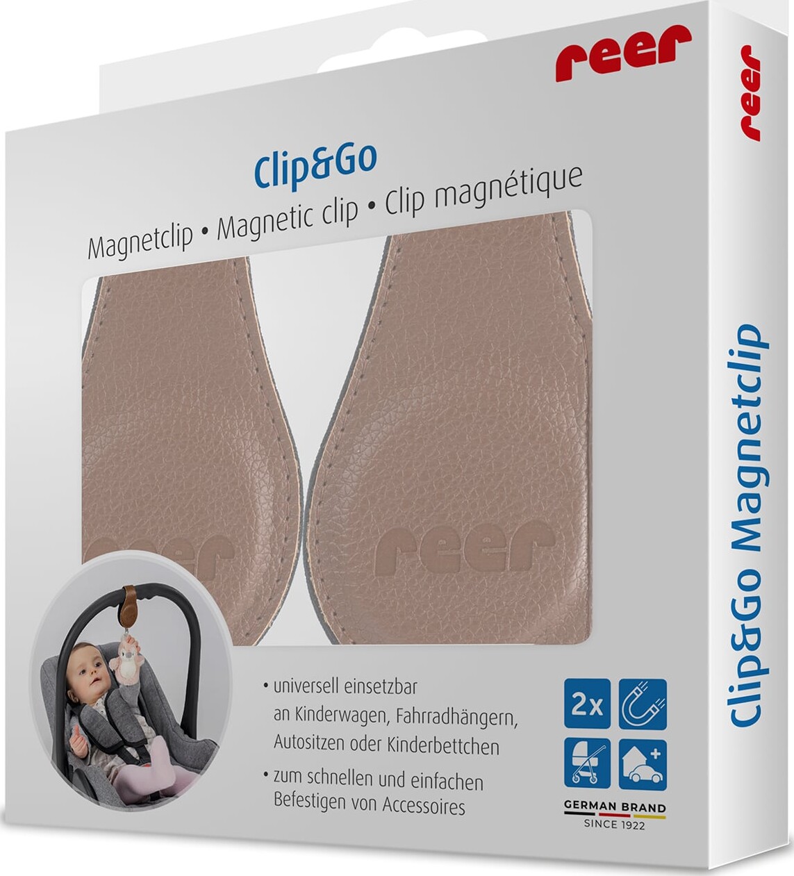 Reer - Clip Go Magnetisk Clips - Brown And Black - 10 X 6 Cm
