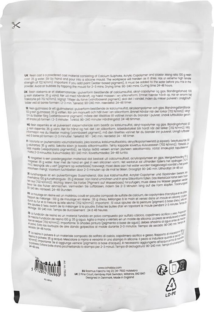 Resin Støbemix - Hvid - 800 G