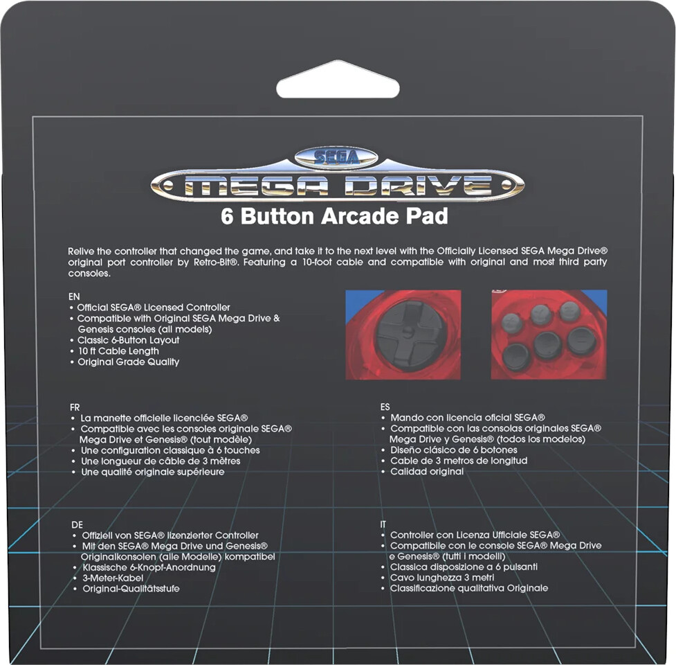 Retro-Bit - Sega Md Controller Crimson Red