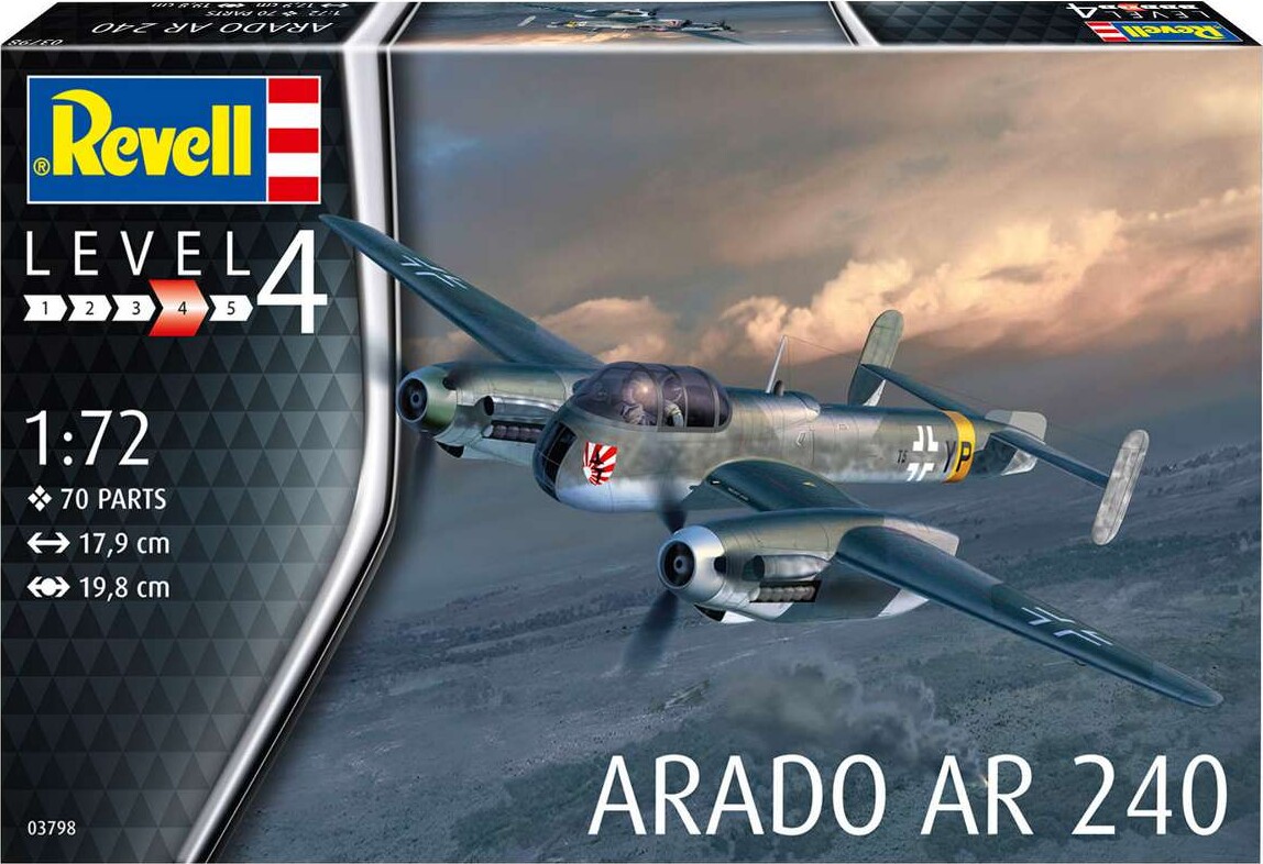 Revell - Arado Ar-240 Modelfly Byggesæt - 1 72 - Level 4 - 03798