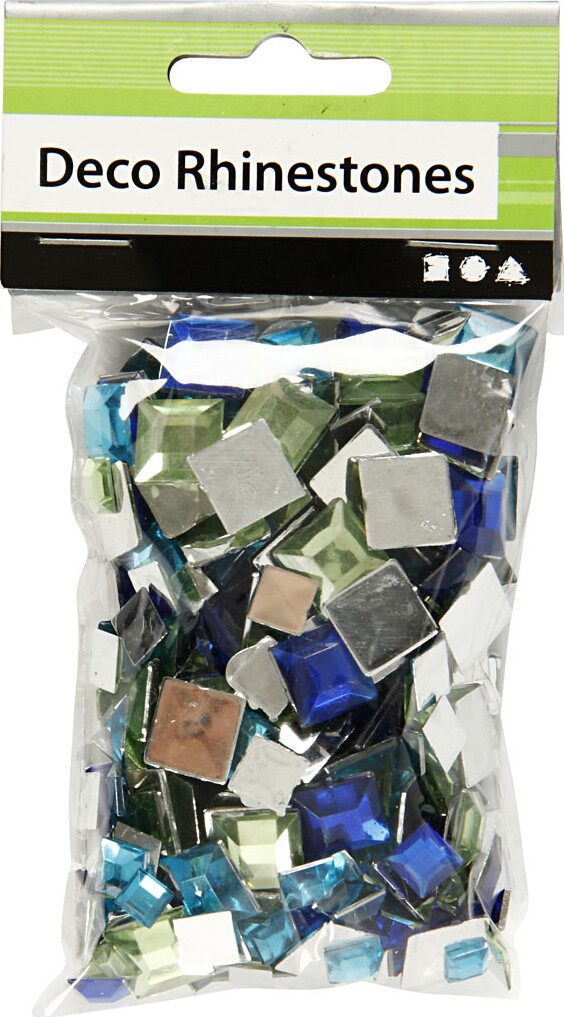 Rhinsten - Firkantede - Blå Grøn - Str 6 9 12 Mm - 360 Stk