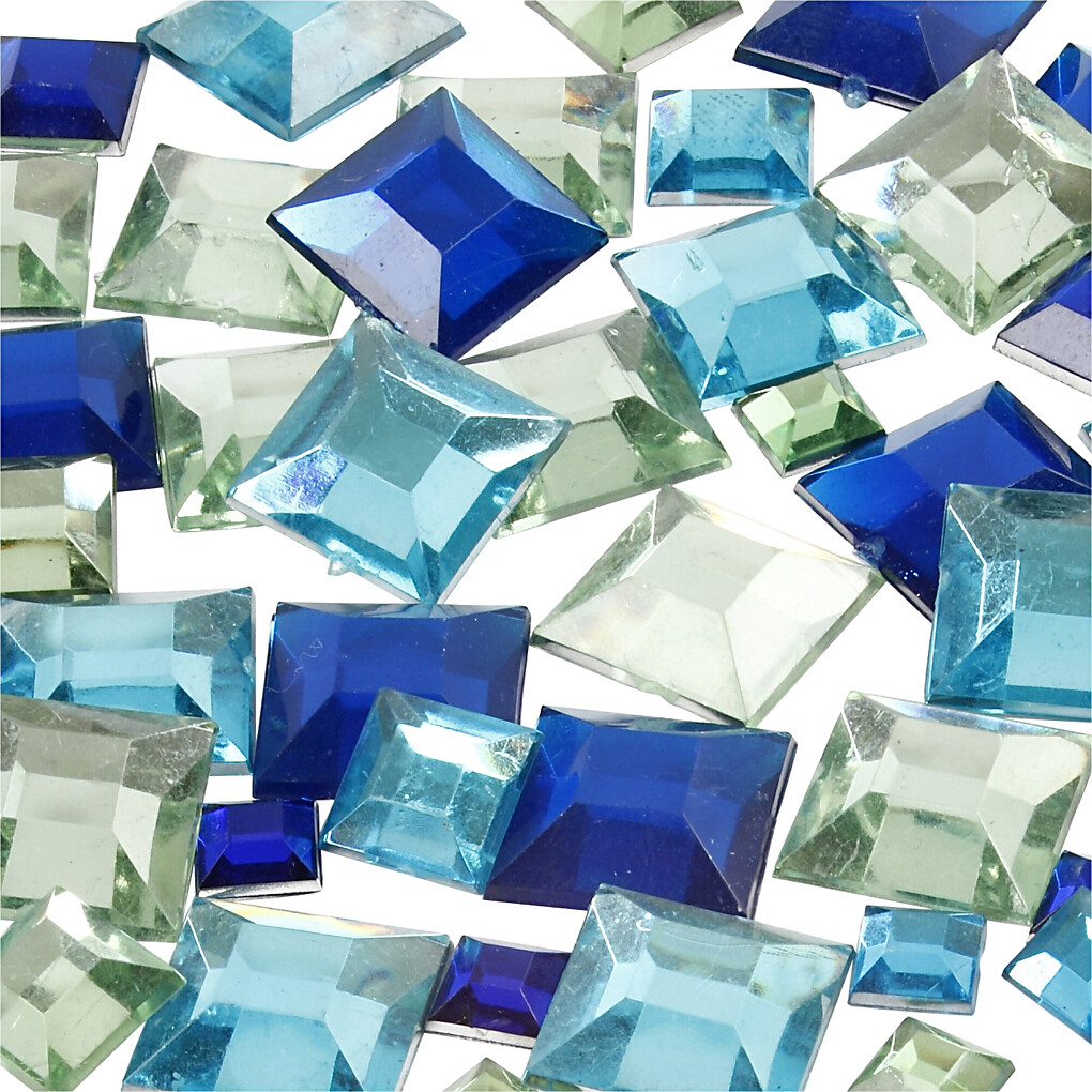 Rhinsten - Firkantede - Blå Grøn - Str 6 9 12 Mm - 360 Stk