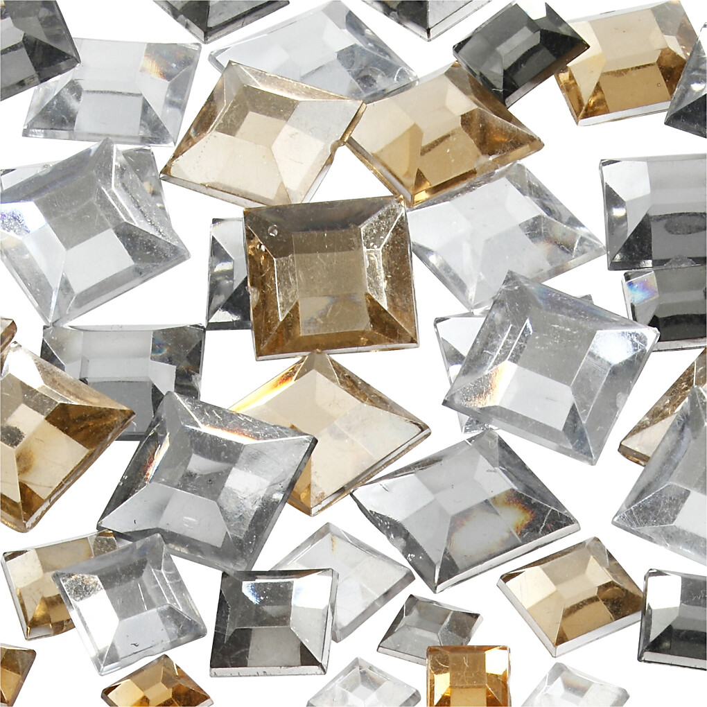 Rhinsten - Firkantede - Gylden Olie - Str 6 9 12 Mm - 360 Stk