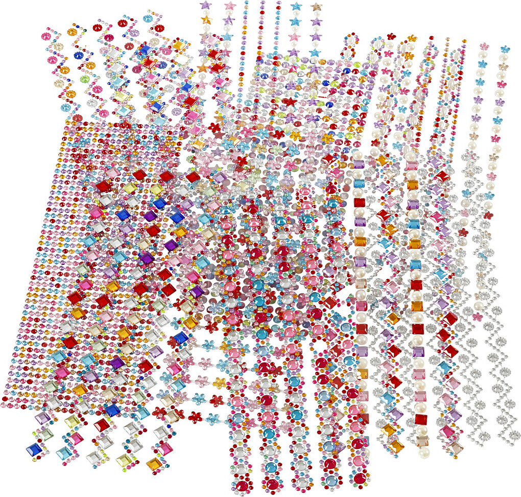 Rhinsten Klistermærker - Selvklæbende - Flere Farver - 12 Ark