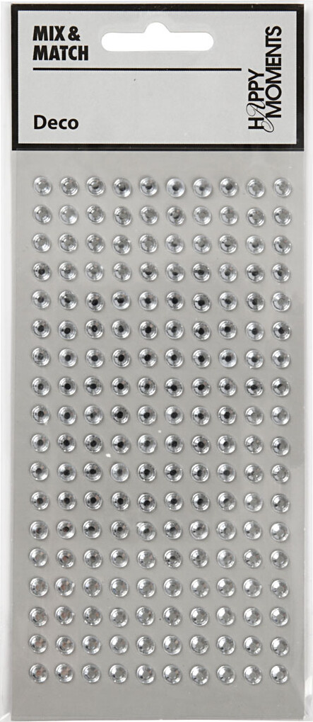Rhinsten Klistermærker - Selvklæbende - Sølv - Ø 5 Mm - 144 Stk