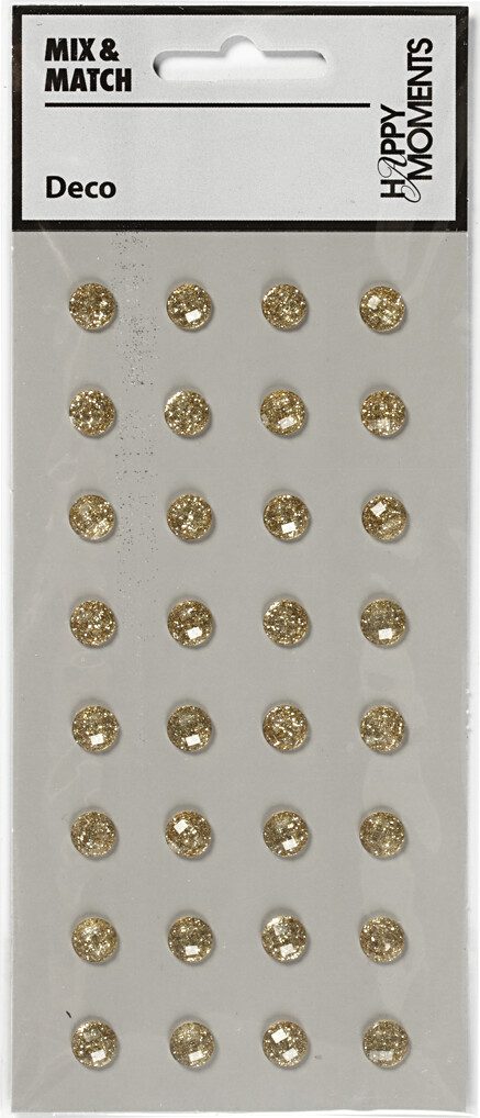 Rhinsten Klistermærker - Selvklæbende - Ø 8 Mm - Guld - 32 Stk