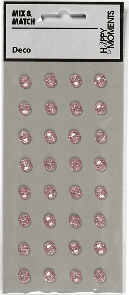Rhinsten Klistermærker - Selvklæbende - Ø 8 Mm - Lyserød - 32 Stk